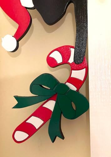 Christmas Door Topper Holiday Home Decor Funny Snowman Santa Claus Top Door Frame Corner Sign Decorations, Windows Walls DIY Craft for Christmas Party Ornament (Cat)