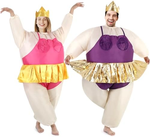 RoundFunny 2 Pcs Inflatable Ballerina Fat Suit Costume for Adults,Ballet