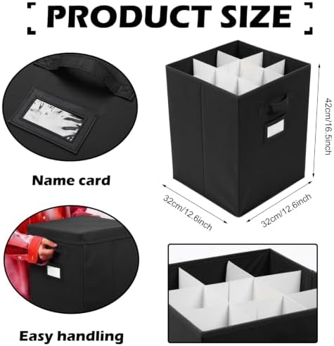 2 Packs Christmas Nutcracker Storage Box 16 Inch Hold 9 Nutcrackers Figurine Collectible Black Dividers for Holiday Decor Carolers Santa Figure Nut Cracker Ornaments