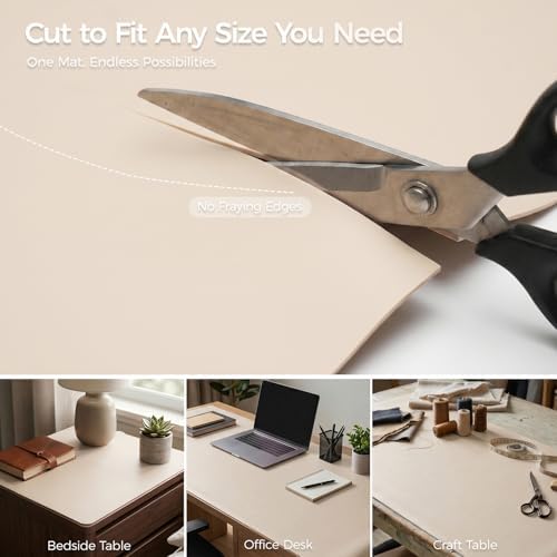 1.6mm Thick Leather 18x84 Inch Non-Slip Mat, Waterproof Countertop Protector, Extra Long Kitchen Counter/Dining Table Protector, Creamy White
