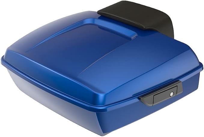 Advanblack Road Glide Tour Trunk Pack Bright Billiard Blue Chopped Tour Trunk Pack Backrest Pad for '97-'25 Harley Touring Road King Street Glide Electra Glide CVO models