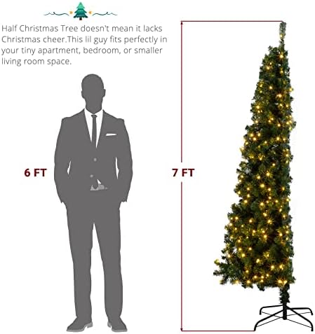 VINGLI 7ft Prelit Half Christmas Tree, 230 Warm Lights, 881 Tips