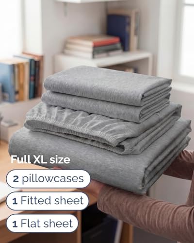 Full XL Sheets - 4 Piece Full XL Sheet Set - Breathable - Heathered Grey