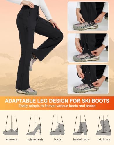Women's Snow Ski Pants Fleece Lined Water Resistant Warm Flare Fit