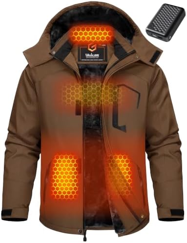 Wulcea Graphene Heated Jacket for Men Fur Lined with Large Capacity Battery Pack