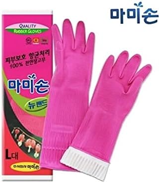 Mamison Quality Kitchen Rubber Gloves (10 Pairs, Large) Non-Slip Reusable Latex Cleaning Gloves/ Made in Korea