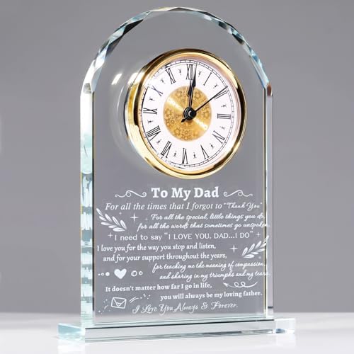 YWHL Birthday Gift for Dad from Daughter Son, to My Dad Glass Clock Gifts