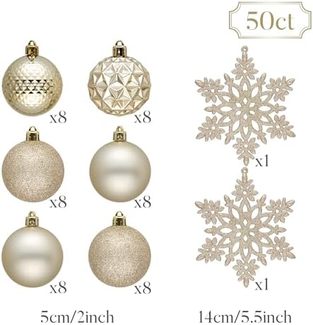 Valery Madelyn 50ct Christmas Tree Decorations Ball Ornaments 2 Inches