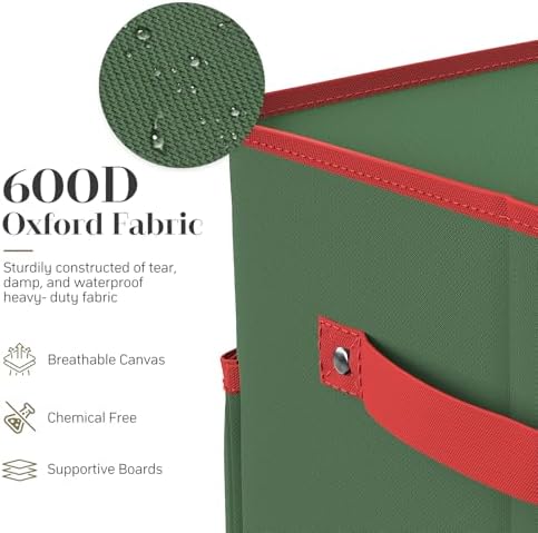 Winpull Christmas Ornament Storage Box with 8 Trays, Christmas Storage Container for 128-3'' Holiday Ornament Decorations, Large Xmas Organizer with Adjustable Dividers, Dual Zipper and Pocket (Green)