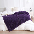 Puncuntex Deep Purple Throw Blanket 60"×80" Fuzzy 3D Jacquard Decorative
