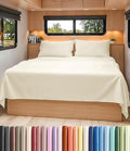 Short Queen Size 4 Piece Bed Sheet Set - RV Short Queen Sheets - Off White