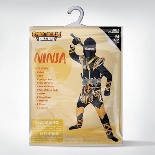 Spooktacular Creations Kids Ninja Costume, Child Boy Ninja Outfit Set, Halloween Costume for Toddler Themed Dress Up Party