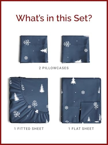 Christmas Sheet Set, Christmas Winter, Holiday Xmas Bedding Set - King Size