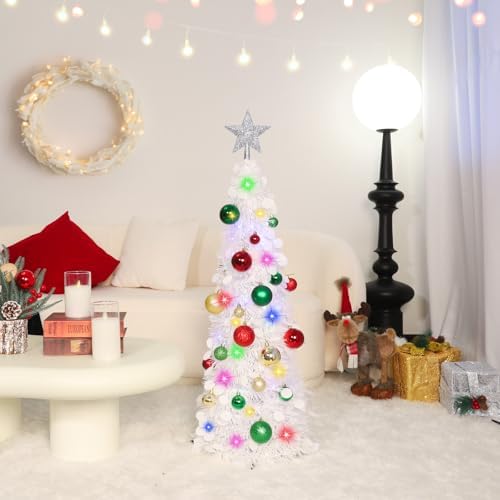 N&T NIETING Pop Up Christmas Tree with Lights & Ornaments, 3FT, White
