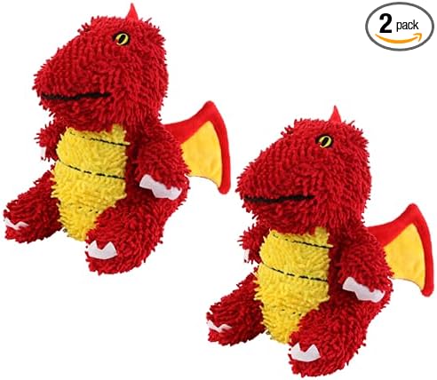 MIGHTY® 2 Pack Microfiber Medium Dragon Dog Toys | Ultra Durable Plush Toy with Multiple Layers & Reinforced Seams , Washable and Floats , Mighty® Construction