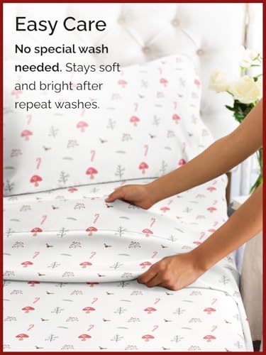 Christmas Sheet Set, Season Greetings, Holiday Xmas Bedding Set - Twin Size