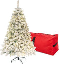 4FT Pre-Lit Snow Flocked Small Christmas Tree 450 Branch 150 Warm Lights