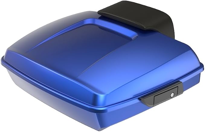 Advanblack Road Glide Tour Trunk Pack Aurora Blue Denim Razor Tour Trunk Pack Backrest Pad for '97-'26 Harley Touring Road King Street Glide Electra Glide CVO models