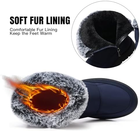 SHIBEVER Women's Winter Snow Boots: Waterproof Fur-Lined Ankle Booties