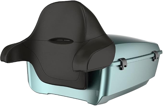 Advanblack Road Glide Tour Trunk Pack Silver Pine King Tour Trunk Pack Luggage +Wrap-Around Backrest Pad for '97-'25 Harley Touring Road King Street Glide Electra Glide CVO Models