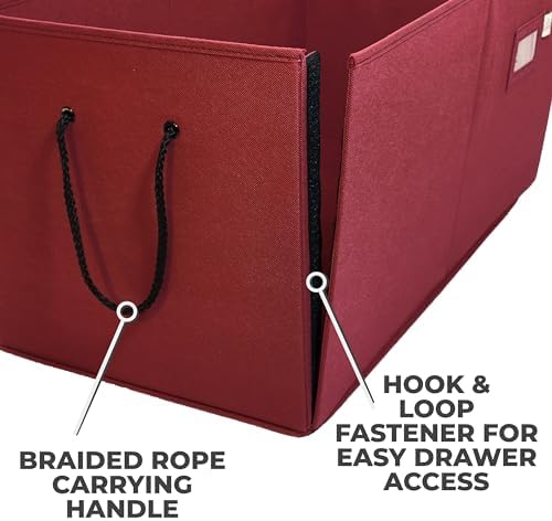 612 Vermont Christmas Ornament Storage Box, Adjustable Acid-Free Dividers