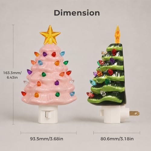 L LOHAS LED Christmas Tree Night Light, Ceramic Night Lights for Kids