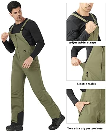 WULFUL Mens Insulated Snow Bibs Waterproof Winter Ski Pants Snowboarding Overalls