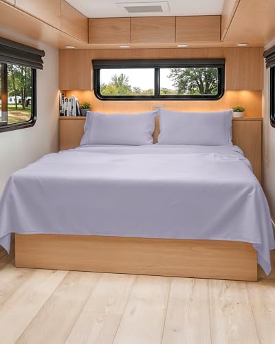 Short Queen Size 4 Piece Bed Sheet Set - RV Short Queen - Light Lavender