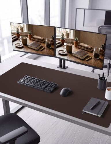 Leather Desk Mat 71" x 15.7", Rich Brown Large Desk Pad Protector