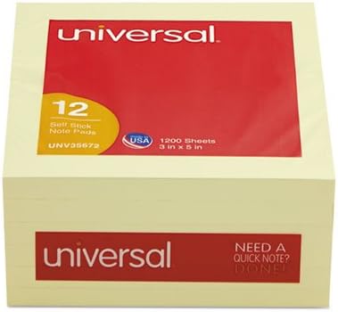 (6 Pack Value Bundle) UNV35672 Standard Self-Stick Notes, 3 x 5, Yellow, 12 100-Sheet Pads/Pack