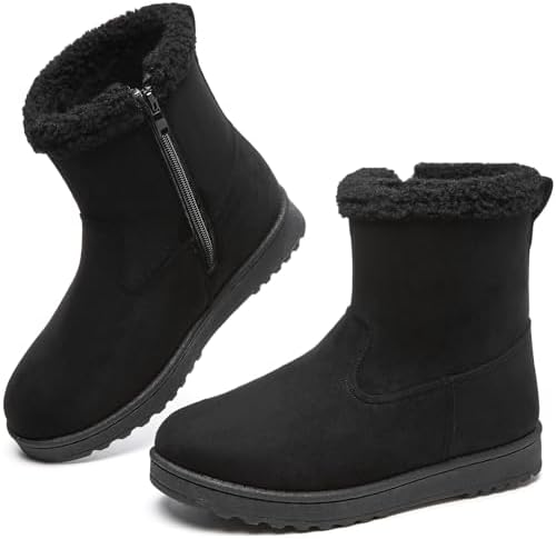 Women's Snow Winter Boots Fuzzy Ankle Booties WithZipper
