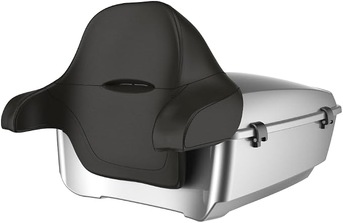 Advanblack Road Glide Tour Trunk Pack Dark Platinum King Tour Trunk Pack Luggage +Wrap-Around Backrest Pad for '97-'25 Harley Touring Road King Street Glide Electra Glide CVO models