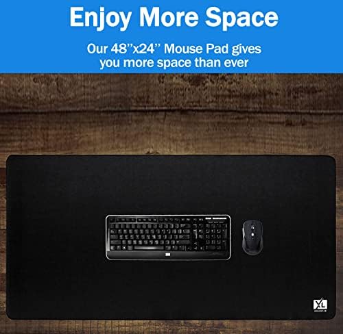 3XL Huge Mouse Pads Oversized (48''x24'') - Extra Large Gaming XXXL Mousepad for Full Desk - Super Thick Nonslip Rubber Base and Waterproof Desktop Keyboard Extended Mouse Mat (Black, XXX-Large)