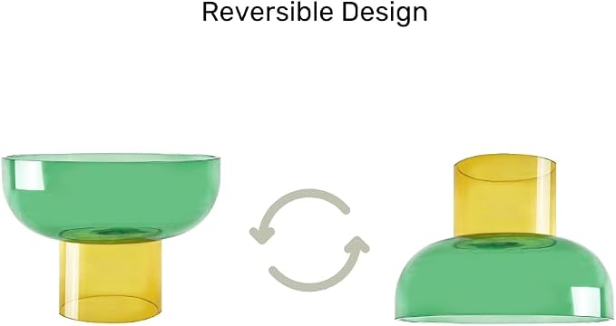 Cloudnola Reversible Decorative Glass Bowl, Green and Yellow, 7" dia x 5", For Entertaining, Fruit Bowl, Centerpiece Bowl, Ideal Gift for Weddings, Birthday, Anniversary or Any Occasion