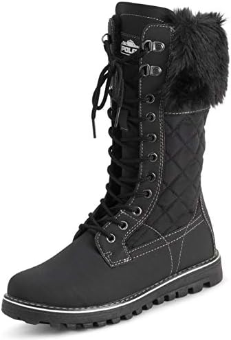 POLAR Womens Faux Fur Warm Thermal Waterproof Outdoor Walking Snow Winter Rubber Sole Calf Boots