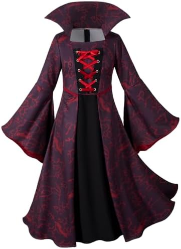 Vampire Costume for Girls, Gothic Victorian Vampiress Dress Set