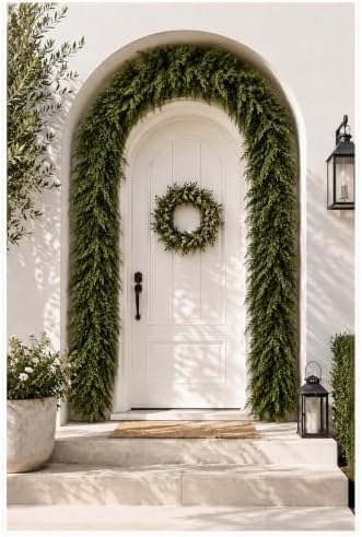 9FT Touch Fake Christmas Cedar Garland, Realistic Plant