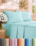 King Size 4 Piece Sheet Set - Comfy Breathable & Cooling Sheets - Spa Blue