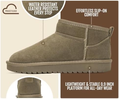 Project Cloud 100% Genuine Leather Womens Boots Ankle Boots for Women Shoes
