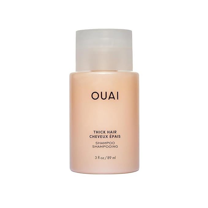 OUAI Thick Hair Shampoo - Travel Size Hydrating Shea Butter Shampoo for Full, Frizzy Hair - Deeply Moisturizing, Detangling, Split Ends - Marshmallow Root, Avocado Oil & Keratin - Sulfate Free 3 Oz