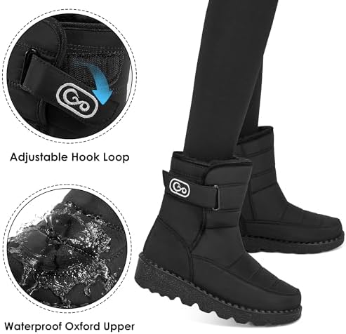Ablanczoom Womens Winter Snow Boots with Warm Fur Lining Comfortable Booties Non Slip Waterproof Outdoor Shoes