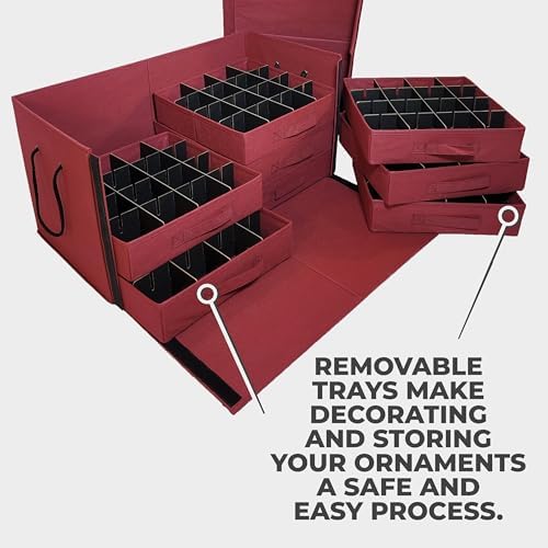 612 Vermont Christmas Ornament Storage Box, Adjustable Acid-Free Dividers