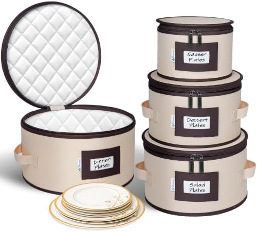 punemi China Storage Containers, 4-Pack Hard Shell Plate & Dish Cases