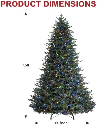 Hykolity 7.5ft Premium Prelit Christmas Tree with 1,050 Multicolor LEDs