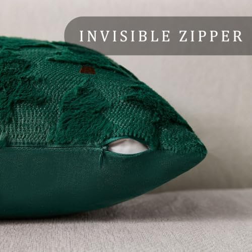 Allorry Christmas Pillow Covers 20x20 inch Set of 2 Christmas Decorations Soft Plush Faux Fur Wool Green Christmas Tree Throw Pillow Cases Winter Holiday Decor for Sofa Living Room PT-012P20
