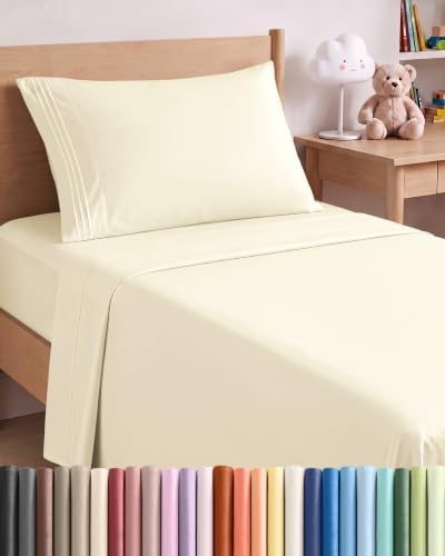 Twin Size 3 Piece Sheet Set - Comfy Breathable & Cooling Sheets - Off White