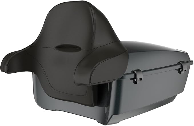 Advanblack 2025 RG Tour Trunk Pack Iron Horse Metallic King Tour Trunk Pack Luggage +Wrap-Around Backrest Pad for '97-'25 Harley Touring Road King Street Glide Electra Glide CVO models