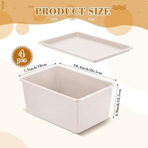 Menkxi 4 Pcs Storage Bins with Lids, Beige, Small
