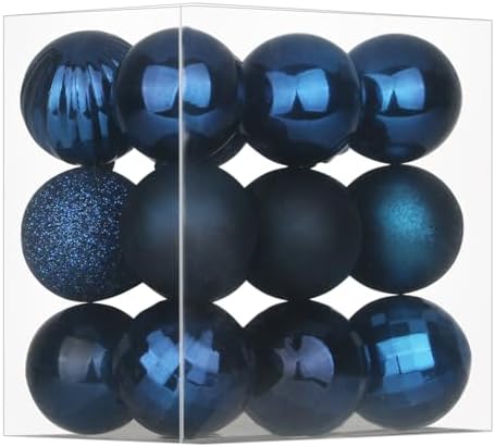 Navy Blue 1.6" Small Christmas Balls Christmas Tree Decoration Ornaments Shatterproof Hanging Balls for Birthday Halloween Holiday Wedding Decorations Set of 18pcs