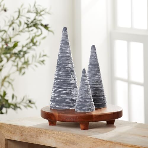 Your Heart's Content Set of 3 Velvet Trees Silver, Modern Valentine Tree Tabletop, Elegant Holiday Entryway, Winter Home Centerpiece, Artisan Farmhouse Accent, Cozy Gift for (Silver)